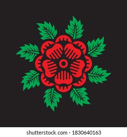 Vector illustration of the medieval flower ornament