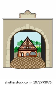      Vector illustration of a medieval house, file EPS 8                               