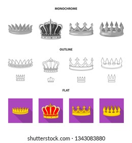 Vector illustration of medieval and nobility icon. Collection of medieval and monarchy vector icon for stock.