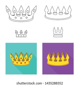 Vector illustration of medieval and nobility icon. Set of medieval and monarchy stock symbol for web.