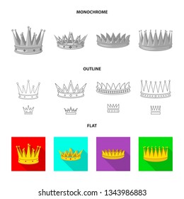 Vector illustration of medieval and nobility logo. Collection of medieval and monarchy vector icon for stock.