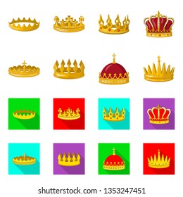 Vector illustration of medieval and nobility logo. Set of medieval and monarchy vector icon for stock.
