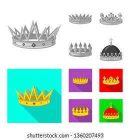 Vector illustration of medieval and nobility logo. Collection of medieval and monarchy stock vector illustration.