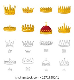 Vector illustration of medieval and nobility logo. Collection of medieval and monarchy stock vector illustration.