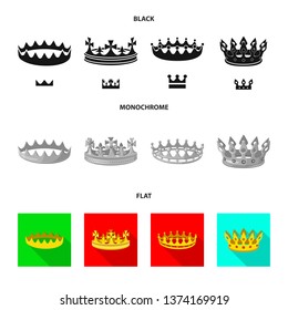 Vector illustration of medieval and nobility logo. Set of medieval and monarchy stock symbol for web.
