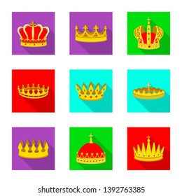 Vector illustration of medieval and nobility logo. Collection of medieval and monarchy stock symbol for web.