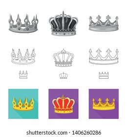 Vector illustration of medieval and nobility logo. Set of medieval and monarchy stock vector illustration.