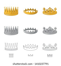 Vector illustration of medieval and nobility logo. Set of medieval and monarchy vector icon for stock.