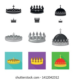 Vector illustration of medieval and nobility logo. Set of medieval and monarchy vector icon for stock.