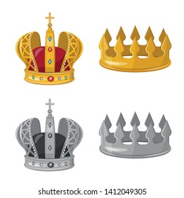 Vector illustration of medieval and nobility logo. Collection of medieval and monarchy vector icon for stock.