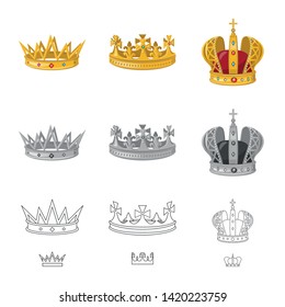 Vector illustration of medieval and nobility logo. Set of medieval and monarchy stock vector illustration.