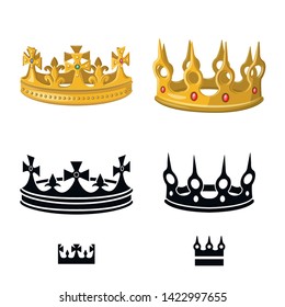 Vector illustration of medieval and nobility logo. Set of medieval and monarchy stock vector illustration.