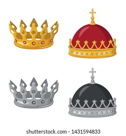 Vector illustration of medieval and nobility logo. Collection of medieval and monarchy stock vector illustration.