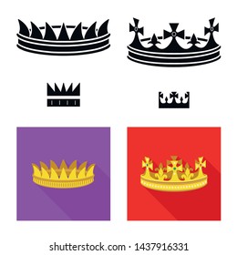 Vector illustration of medieval and nobility logo. Set of medieval and monarchy stock vector illustration.
