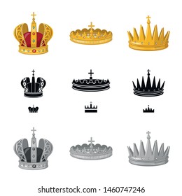 Vector illustration of medieval and nobility logo. Set of medieval and monarchy stock vector illustration.