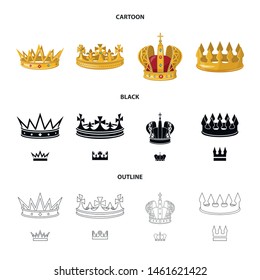 Vector illustration of medieval and nobility logo. Collection of medieval and monarchy vector icon for stock.
