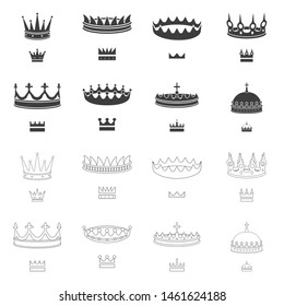 Vector illustration of medieval and nobility logo. Collection of medieval and monarchy stock symbol for web.