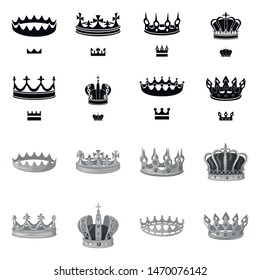 Vector illustration of medieval and nobility logo. Collection of medieval and monarchy stock vector illustration.