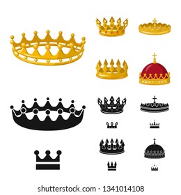 Vector illustration of medieval and nobility sign. Set of medieval and monarchy stock symbol for web.