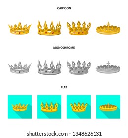Vector illustration of medieval and nobility sign. Collection of medieval and monarchy stock symbol for web.