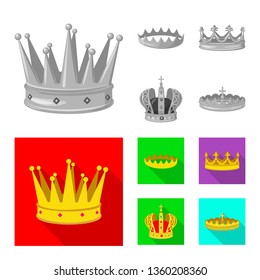 Vector illustration of medieval and nobility sign. Collection of medieval and monarchy stock vector illustration.