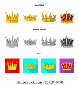 Vector illustration of medieval and nobility sign. Collection of medieval and monarchy stock symbol for web.