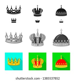 Vector illustration of medieval and nobility sign. Set of medieval and monarchy stock symbol for web.