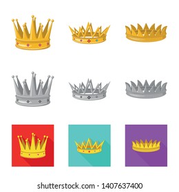 Vector illustration of medieval and nobility sign. Collection of medieval and monarchy vector icon for stock.