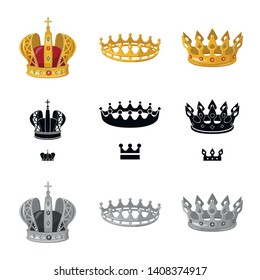 Vector illustration of medieval and nobility sign. Collection of medieval and monarchy vector icon for stock.