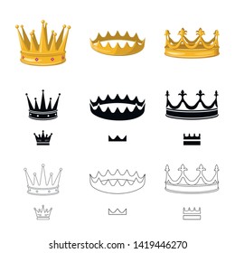 Vector illustration of medieval and nobility sign. Set of medieval and monarchy stock vector illustration.