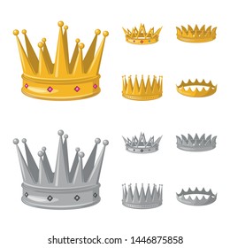 Vector illustration of medieval and nobility sign. Collection of medieval and monarchy stock symbol for web.