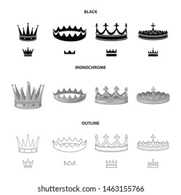 Vector illustration of medieval and nobility sign. Collection of medieval and monarchy stock vector illustration.