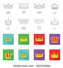 Vector illustration of medieval and nobility sign. Collection of medieval and monarchy vector icon for stock.