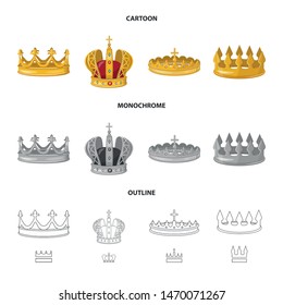 Vector illustration of medieval and nobility sign. Collection of medieval and monarchy stock vector illustration.