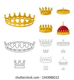 Vector illustration of medieval and nobility symbol. Set of medieval and monarchy vector icon for stock.
