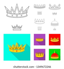 Vector illustration of medieval and nobility symbol. Set of medieval and monarchy stock vector illustration.