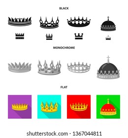 Vector illustration of medieval and nobility symbol. Set of medieval and monarchy stock symbol for web.