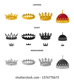 Vector illustration of medieval and nobility symbol. Set of medieval and monarchy stock vector illustration.