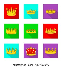 Vector illustration of medieval and nobility symbol. Set of medieval and monarchy stock vector illustration.