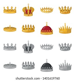 Vector illustration of medieval and nobility symbol. Collection of medieval and monarchy vector icon for stock.