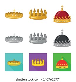 Vector illustration of medieval and nobility symbol. Set of medieval and monarchy stock vector illustration.