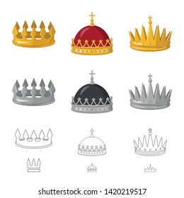 Vector illustration of medieval and nobility symbol. Set of medieval and monarchy vector icon for stock.