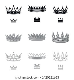 Vector illustration of medieval and nobility symbol. Set of medieval and monarchy stock vector illustration.
