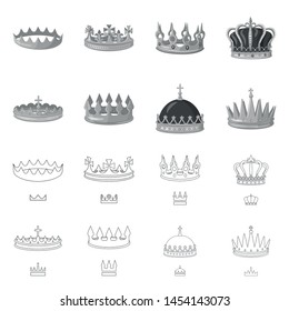 Vector illustration of medieval and nobility symbol. Set of medieval and monarchy vector icon for stock.