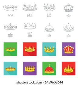Vector illustration of medieval and nobility symbol. Collection of medieval and monarchy stock symbol for web.