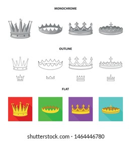 Vector illustration of medieval and nobility symbol. Set of medieval and monarchy stock symbol for web.