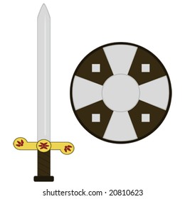 Vector illustration of a medieval sword and shield