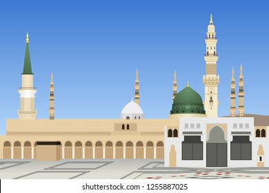 A vector illustration of Medina Mosque in Saudi Arabia 
