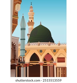 A vector illustration of Medina Mosque in Saudi Arabia