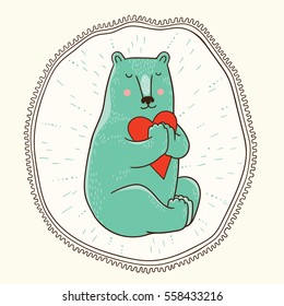 Vector illustration with meditating bear
